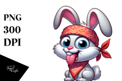 Playful Cartoon Rabbit with Tongue-Out Face PNG Product Image 1