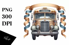Vintage Bus Ribbons | Sublimation Clipart Product Image 1