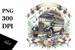 Vintage Bus Ribbons | Sublimation Clipart Product Image 1