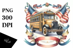 Vintage Bus Ribbons | Sublimation Clipart Product Image 1