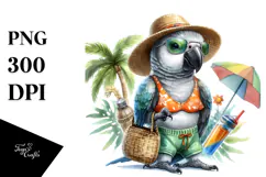 Digital Watercolor Baby Parrot PNG Product Image 1