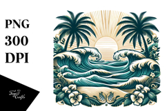Tropical Beach Waves PNG Product Image 1