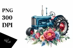 Watercolor Floral Tractor Sticker Product Image 3