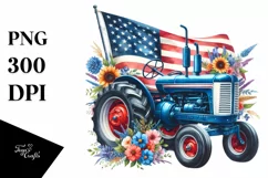 Watercolor Floral Tractor Sticker Product Image 1