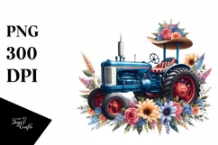Watercolor Floral Tractor Sticker Product Image 3