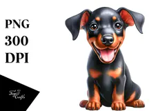 Happy Baby Doberman Pinscher PNG Product Image 1
