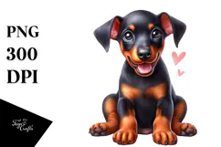 Happy Baby Doberman Pinscher PNG Product Image 1