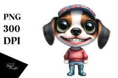 Watercolor Baby Dog Big Eyes Hat Rain Boots Clipart Product Image 1