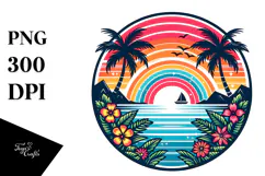 Retro Tropical Rainbow Sunset, 20 oz Tumbler Product Image 1