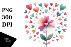 Simple Boho Flower with Heart Petals PNG Product Image 1