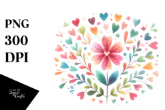 Simple Boho Flower with Heart Petals PNG Product Image 1