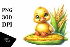 Funny Baby Duck Sitting in Front of Corncob | Sublimation | Product Image 3