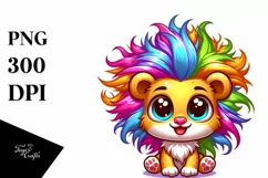 Cute Colorful Cartoon Lion | Sublimation | Clipart Product Image 1