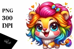 Colorful Baby Lion PNG Product Image 1