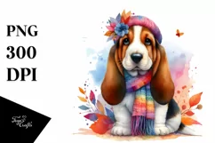 Cute Colorful Basset Hound | Sublimation | Clipart Product Image 1