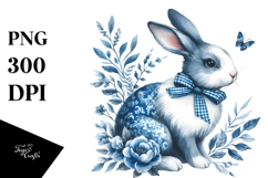 Rabbit Made of Blue Toile, Transparent PNG Product Image 1