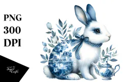 Rabbit Made of Blue Toile, Transparent PNG Product Image 1