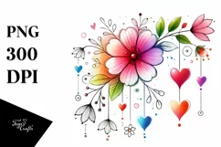 Flower Sketches, Watercolor PNG Product Image 1