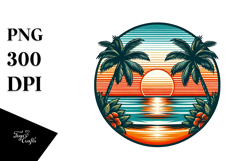 Retro Tropical Beach Sunset PNG Product Image 1