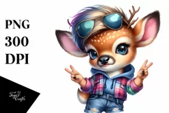 Funny Baby Deer with Jeans PNG Product Image 3