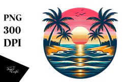 Retro Tropical Beach Sunset, 20 oz Tumbler Product Image 1