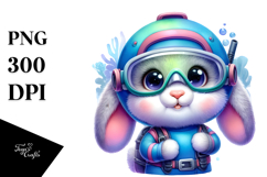 Vibrant Rabbit in Scuba Diving Suit, High-Res PNG Product Image 1