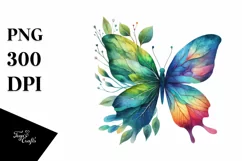 Abstract Vibrant Watercolor Butterfly PNG Product Image 3