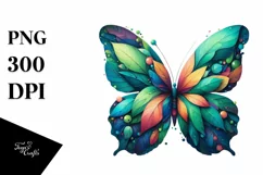 Abstract Vibrant Watercolor Butterfly PNG Product Image 3