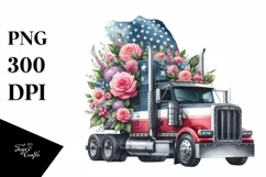 Watercolor Floral Semi Truck Sticker Product Image 3