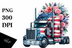 Watercolor Floral Semi Truck Sticker Product Image 3