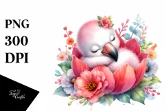 Cute Baby Flamingo Watercolor Art Product Image 3