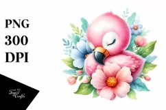 Cute Baby Flamingo Watercolor Art Product Image 3