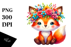 Cute Fox Watercolor Vibrant Clipart Product Image 1