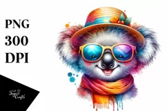 Layered Cute Koala with Sunglasses | Watercolor Clipart Product Image 3
