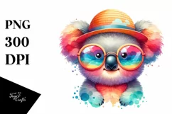 Layered Cute Koala with Sunglasses | Watercolor Clipart Product Image 3
