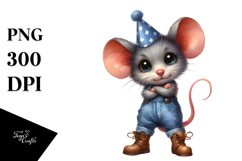 Expressive Farm Mouse With Party Hat | Clipart Product Image 1