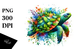 Abstract Vibrant Watercolor Turtle, 20 oz Tumbler Product Image 1