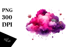 Colorful Magenta Watercolor Cloud Silver Foil Product Image 1