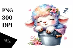 Colorful Baby Lamb Sleeping in Bucket | Sublimation | Product Image 3