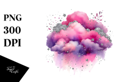 Colorful Magenta Watercolor Cloud | Small Silver Foil Product Image 1