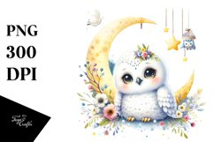 Colorful Small Snowy Owl Moon Stars Product Image 3