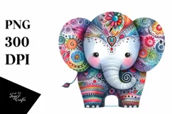 Colorful Watercolor Whimsical Elephant | Clipart Product Image 3