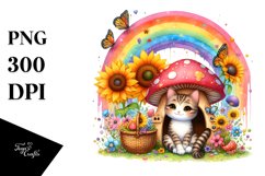 CAT House with Mushroom and Sunflower | Rainbow Scene Product Image 3