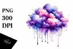 Colorful Purple Watercolor Cloud | Clipart Product Image 1