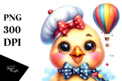 Smiling Rooster with Hot Air Balloon PNG Product Image 1