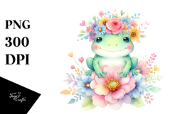 Cute Frog Watercolor Pastel Clipart Product Image 1