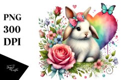 Colorful Baby Rabbit Heart PNG Product Image 1
