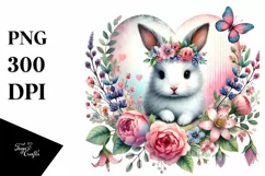 Colorful Baby Rabbit Heart PNG Product Image 1