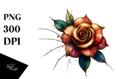 Stained Rose with Golden Insertions PNG Product Image 1