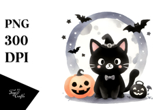 Simple Halloween Black Cat Clipart, High-Res PNG Product Image 1